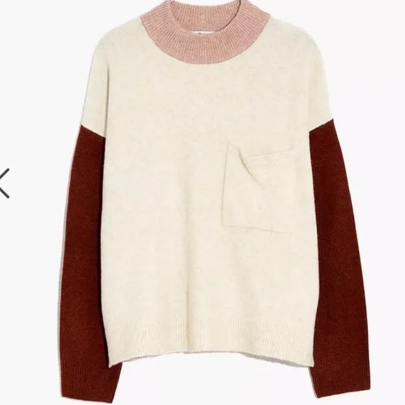Madewell Redmond Mockneck Pocket Sweater in Colorblock XXS - Picture 2 of 8
